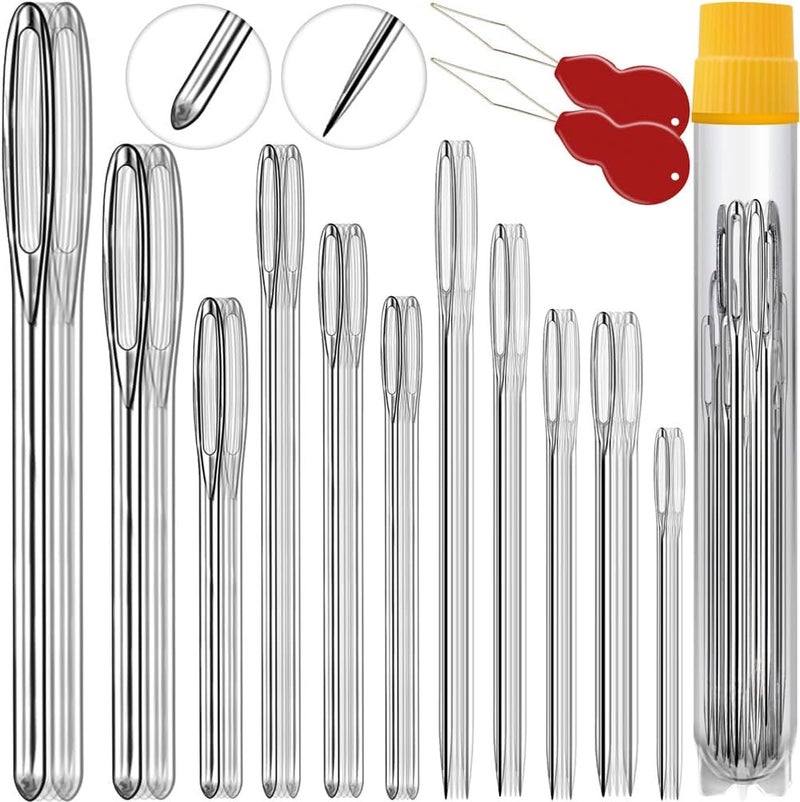 phicivono 33pack/11Size Sharp Needles and Blunt Needles, Large Eye Hand Sewing Needles, Knitting Needles, Yarn Needles, Embroidery Needle, Crewel Needles, Quilting Needles with 2 Threaders, Assorted Sizes - Image 1